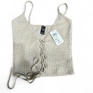 Women's tan knit lace up corset style tank‎ NWT by Windsor size Xs (xs1)